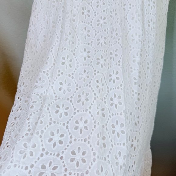 1901 Cotton White Eyelet Cottagecore Button Up Sleeveless Bohemian Midi Dress 12 - Picture 4 of 13